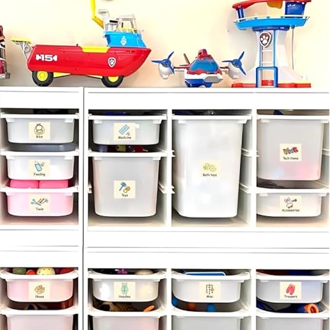 rayihni ملصقات الأطفال لتخزين الملابس ملصقات لخزائن الأدراج زينة حضانة ملصقات منظم ملصقات خزانة تنظيم للأطفال الأولاد والبنات ملصقات الملابس لغرفة الأطفال زينة غرفة الأطفال - Image 4